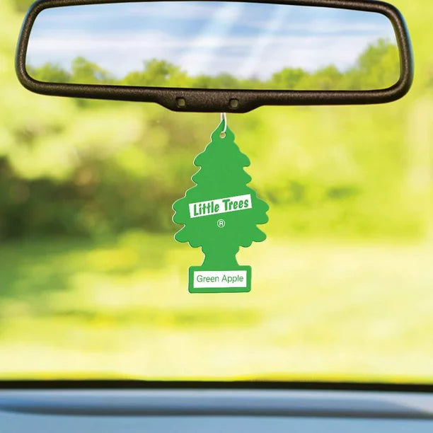 Little Tree Green Apple Air Freshener Hanging in Car