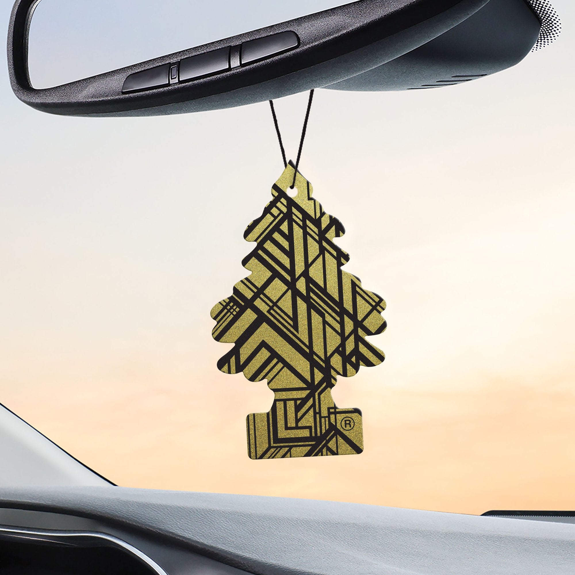 Little Trees Gold Air Freshener Hanging in Car