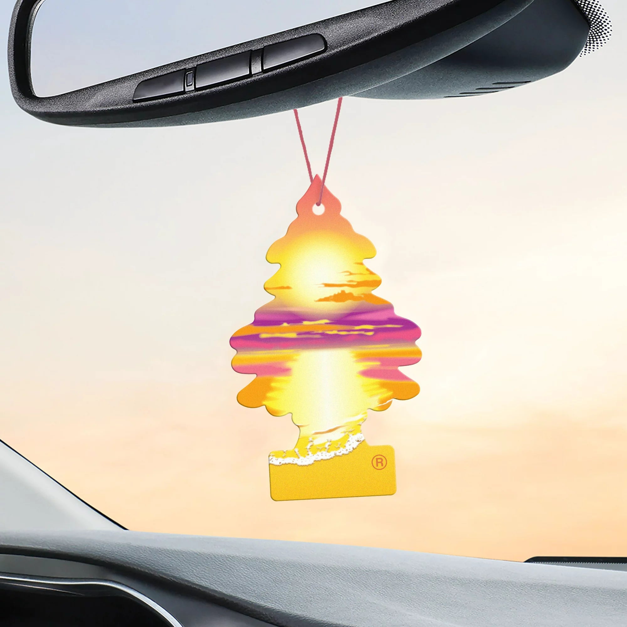Little Trees Sunset Beach Air Freshener Hanging in Car