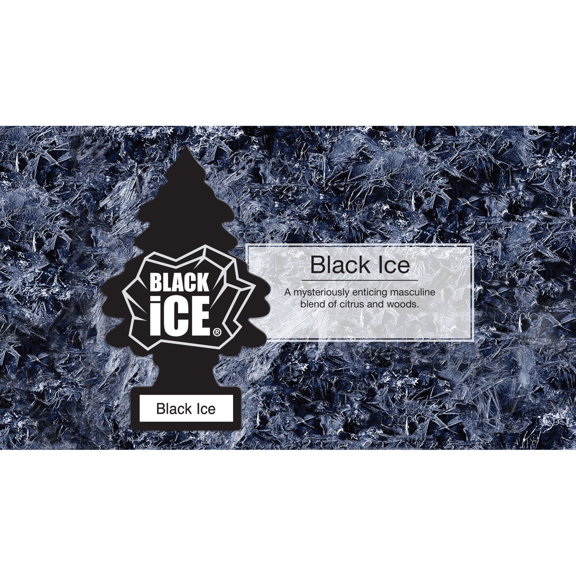 Informational Banner About Little Trees Black Ice Air Freshener