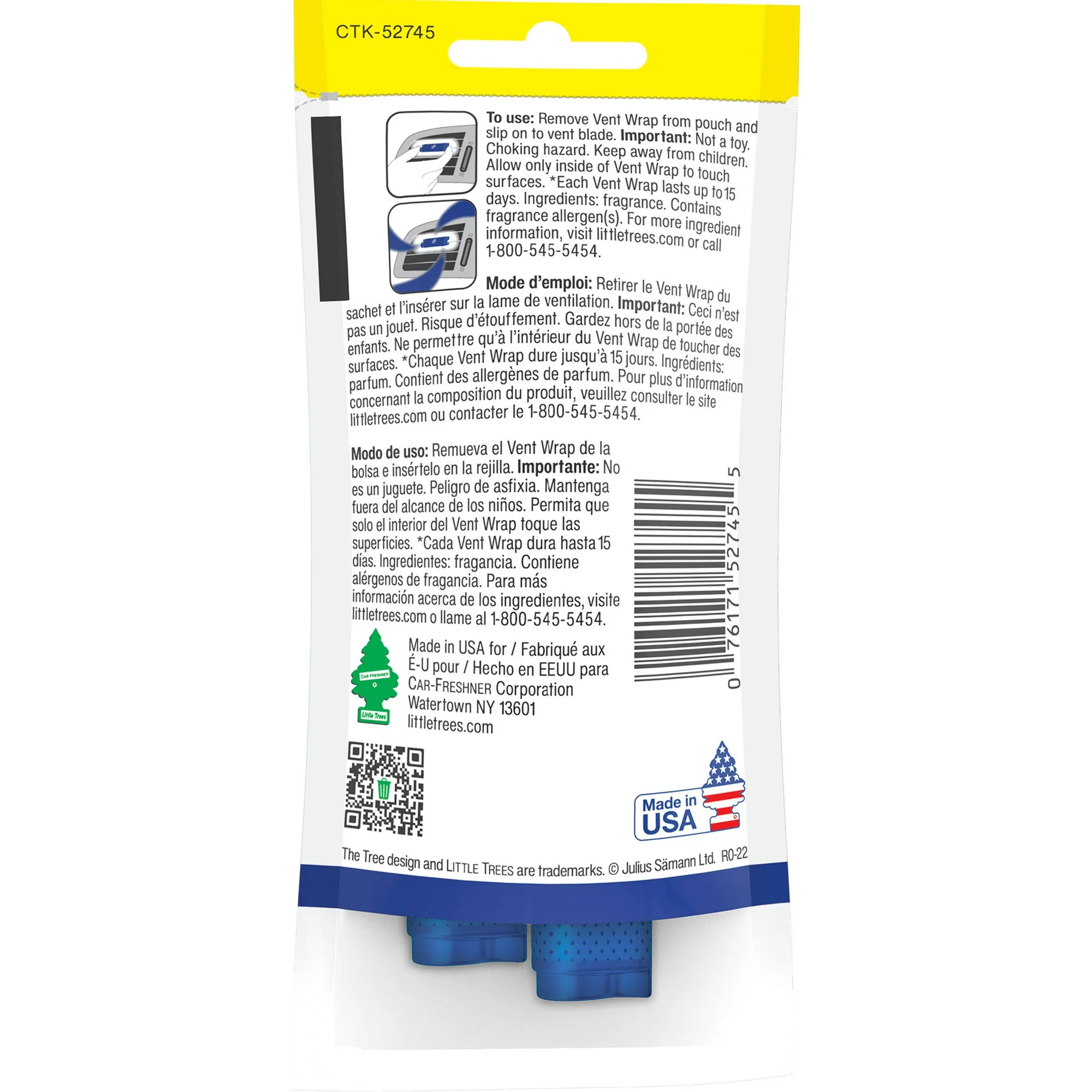 Back of Little Trees Fresh Shave Vent Wrap