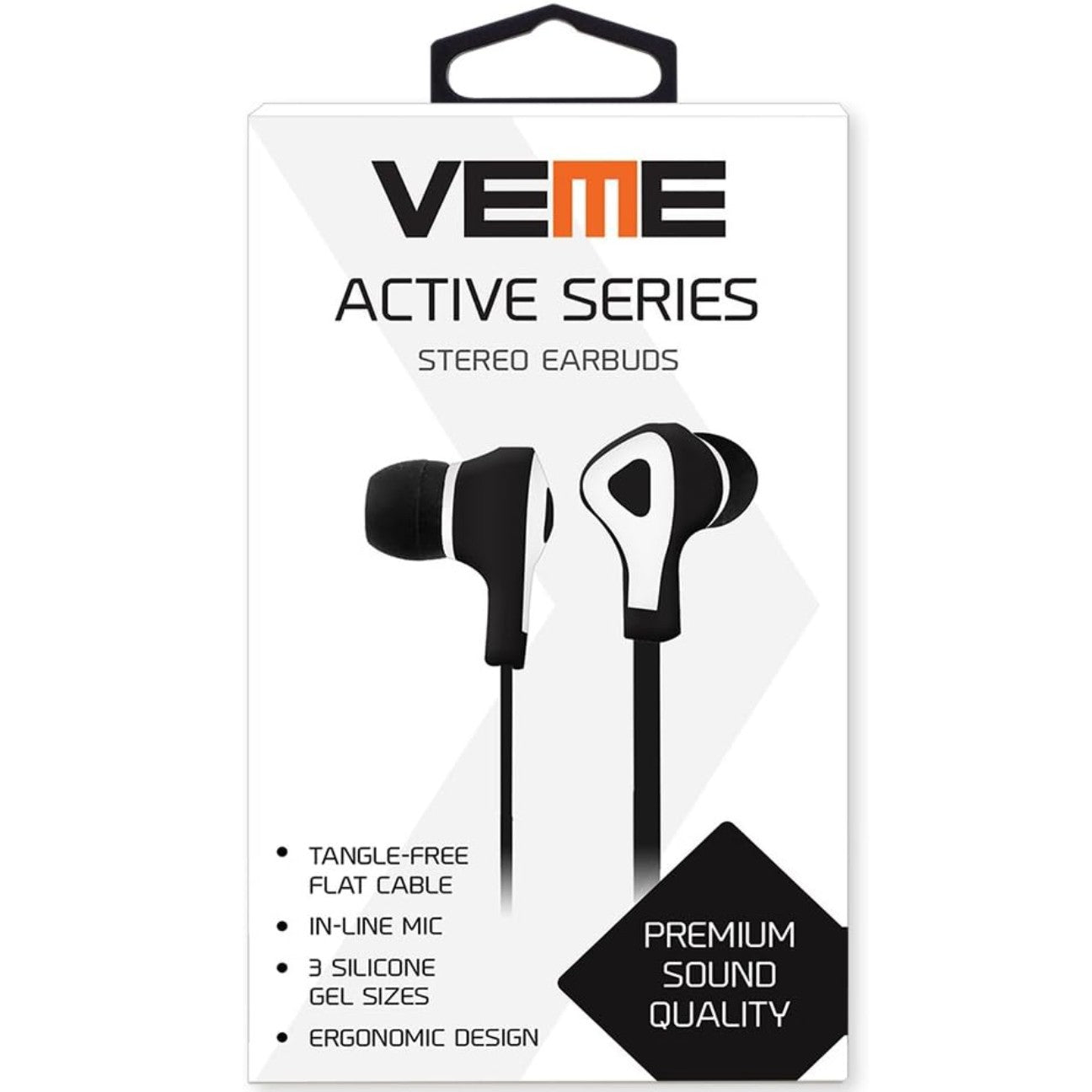 Black VEME Active Series Stereo Earbuds