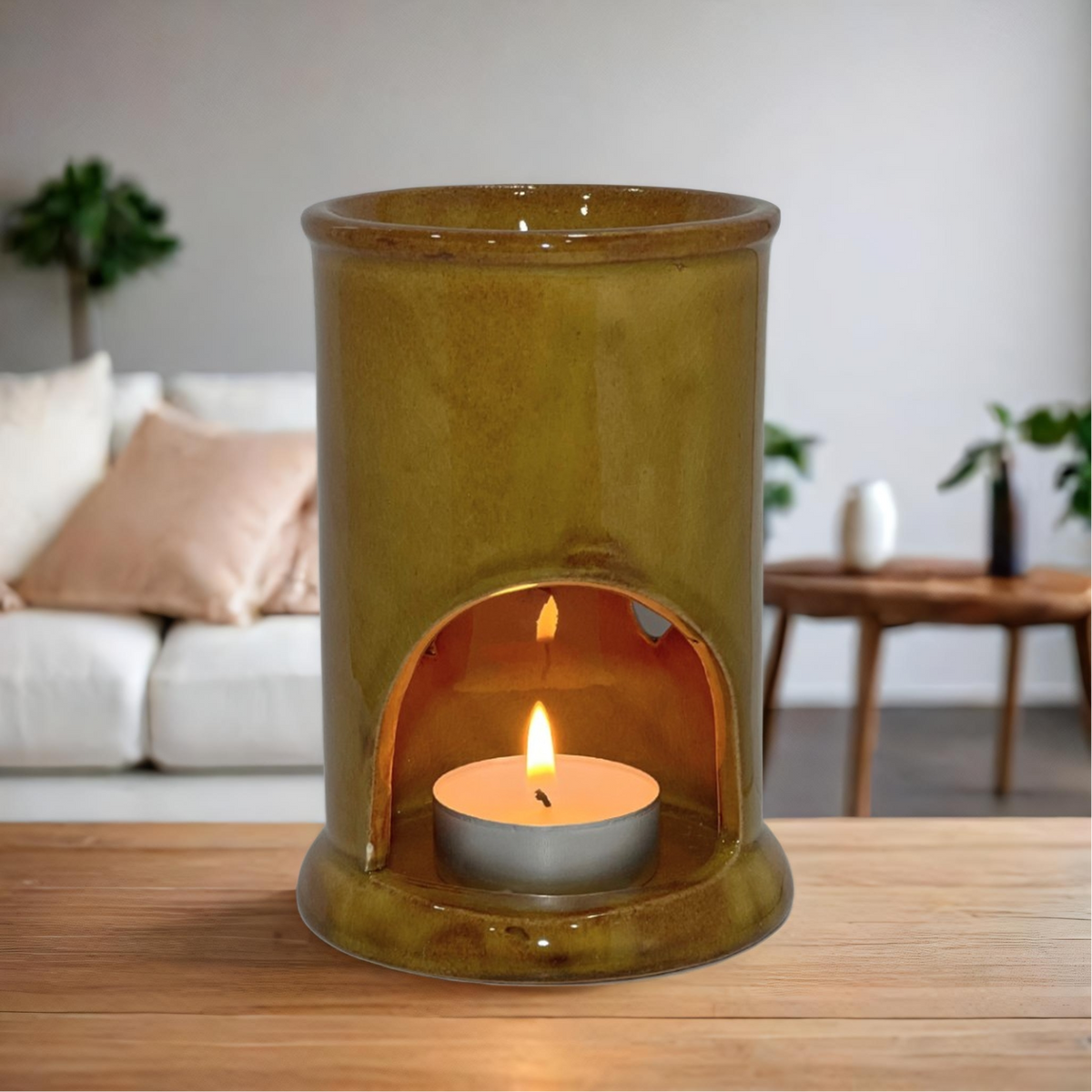 Cylinder Ceramic Oil Burner & Wax Warmer – Available in Grey, Green, and Brown