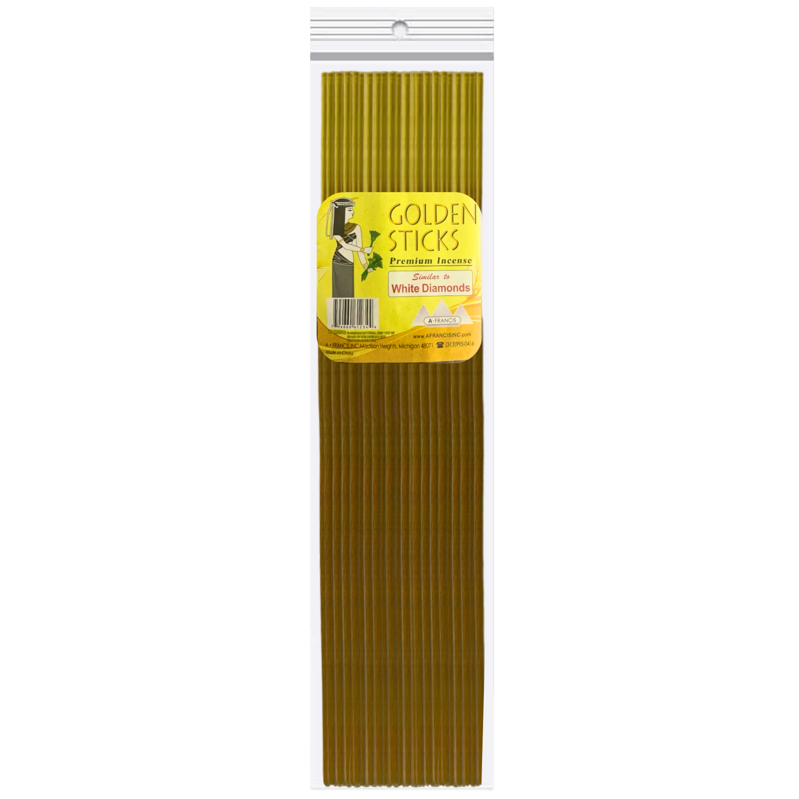 Golden Sticks 19 Inch White Diamonds Incense Sticks 50 Pack