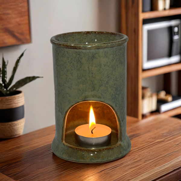 Cylinder Ceramic Oil Burner & Wax Warmer in Green