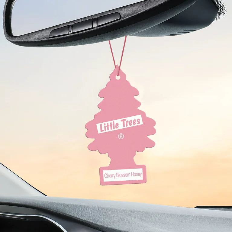 Little Trees Cherry Blossom Honey Air Freshener Hanging in Car