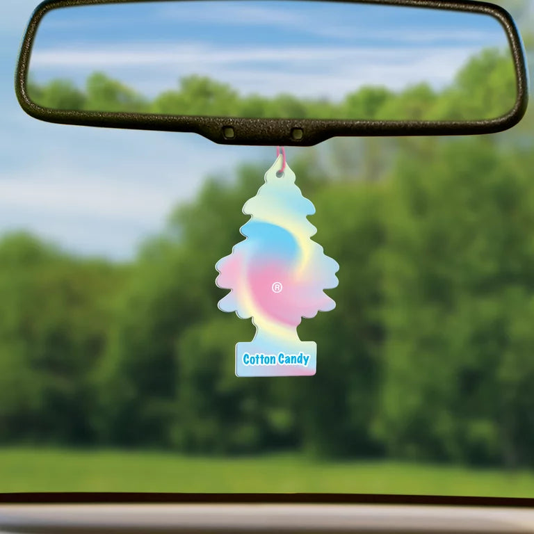 Little Trees Cotton Candy Air Freshener Hanging in Car
