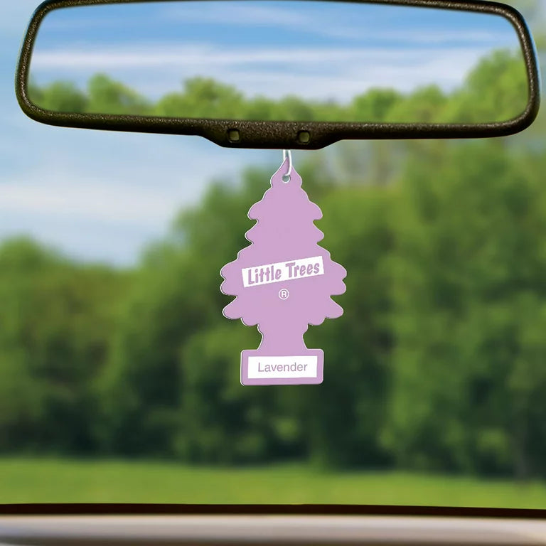 Little Trees Lavender Air Freshener Hanging in Car