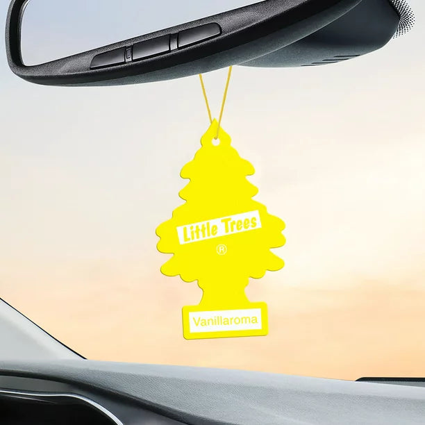 Little Trees Vanillaroma Air Freshener Hanging in Car