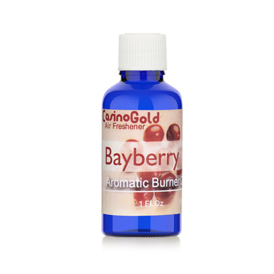Casino Gold bayberry fragrance oil for air fresheners and burners, 1 oz blue bottle