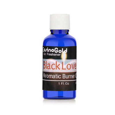 Casino Gold black love fragrance oil for air fresheners and burners, 1 oz blue bottle