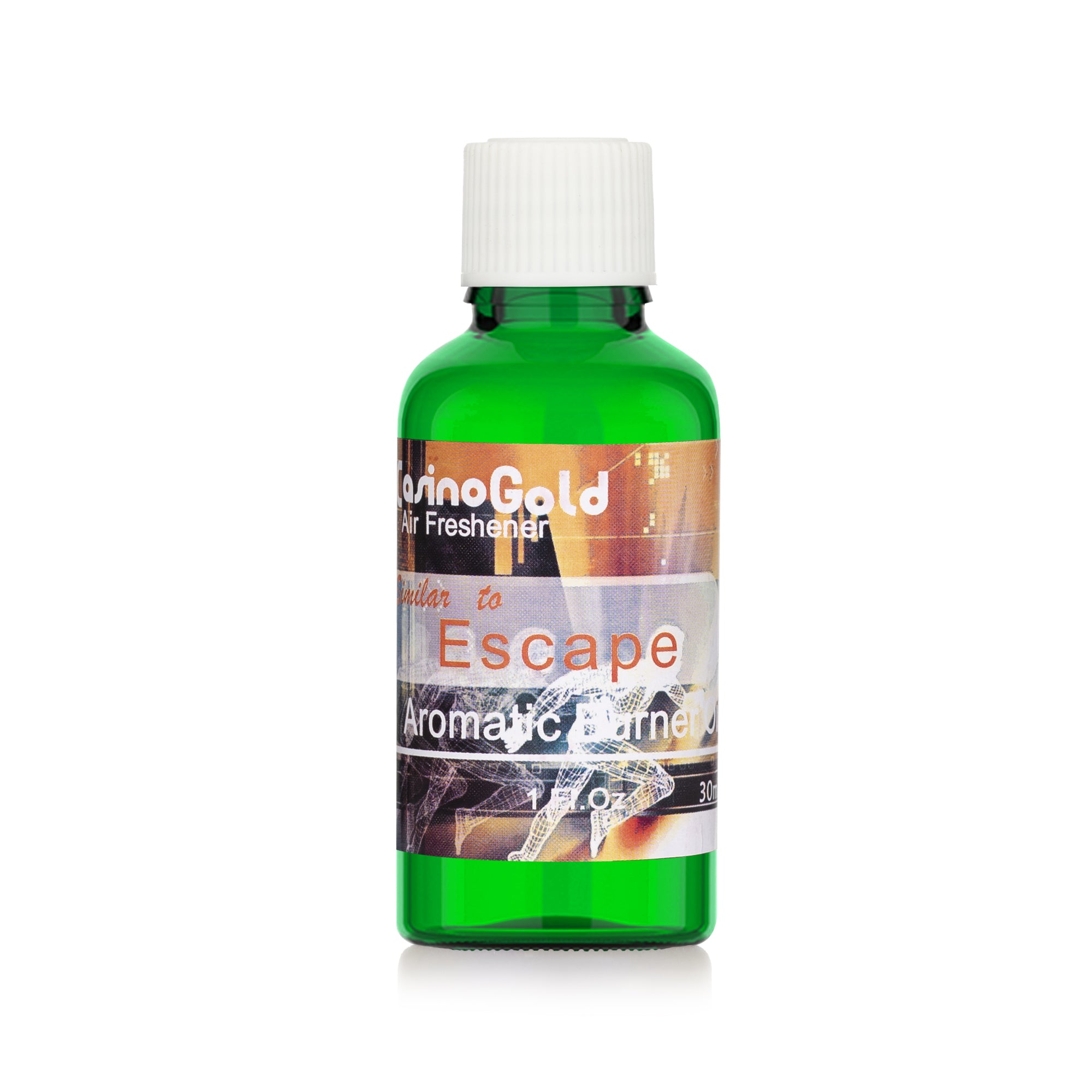Casino Gold escape type fragrance oil for air fresheners and burners, 1 oz green bottle