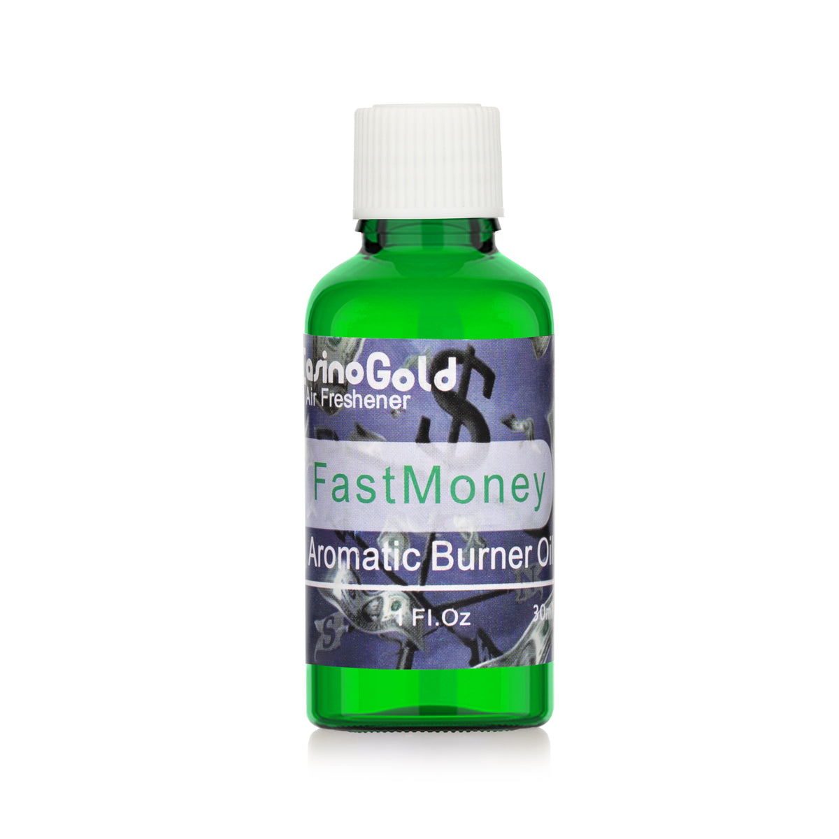 Casino Gold fast money fragrance oil for air fresheners and burners, 1 oz blue bottle